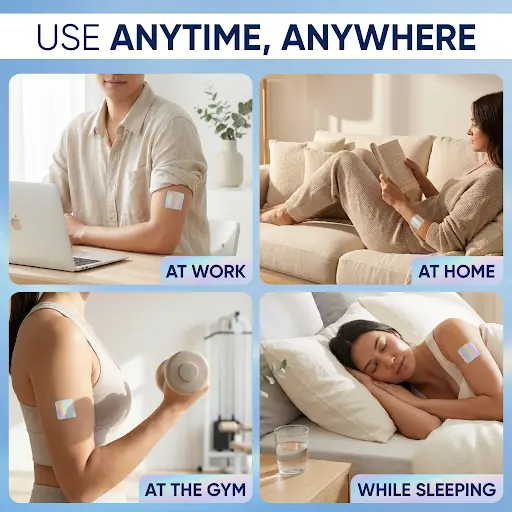 Illustrations of patch use during everyday activities